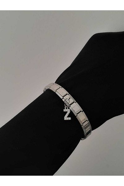 bijoux uniques Steel Z Letter Zircon Stone Italian Charm Bracelet