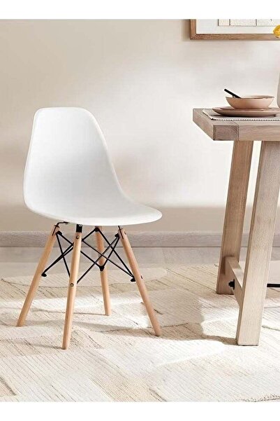 Taimi 3-Piece Dining Set Compact Mid-Century Modern Wooden Table, 80x80x72cm - 2 White chairs Set