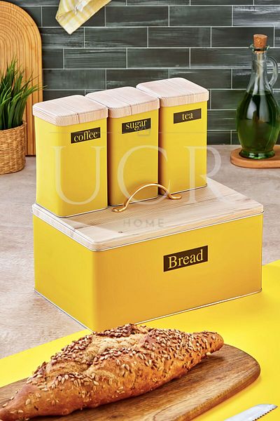 UCR HOME Retro Style Metal Bread Bin and Jar Set Bread Basket Bread Box
