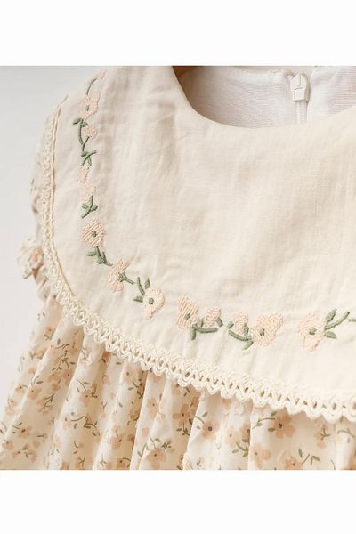 minuma Baby Girl Collar Embroidered Floral Patterned Burning Dress 9/24 Months