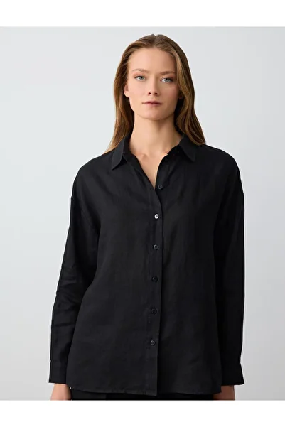 Jimmy Key Straight Cut Long Sleeve Woven Linen Shirt