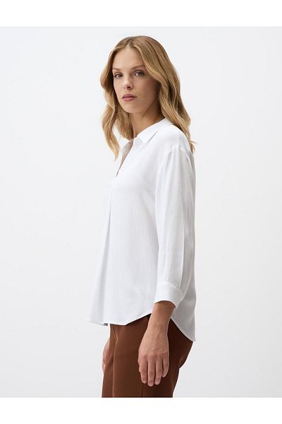 Jimmy Key V-Neck Relaxed Fit Long Sleeve Woven Blouse
