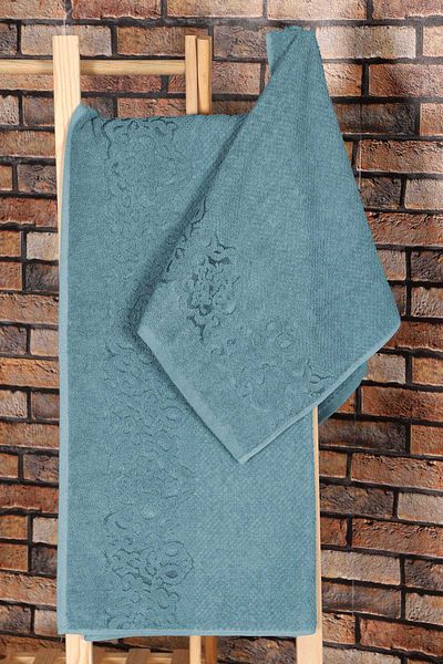 merland benvecocuk 2 Piece 100% Cotton Bath Towel Set Sultan Indigo