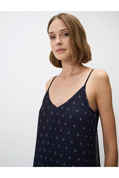 Jimmy Key Strappy V-Neck Patterned Mesh Midi Dress