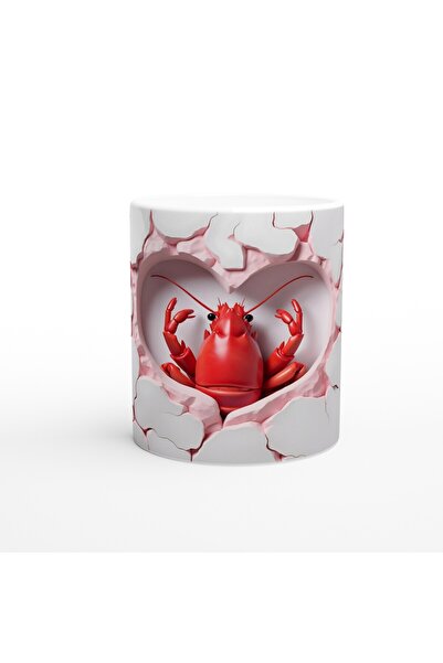 MESCHAIN Heart Cracked Wall Themed Lobster Printed Mug Cup