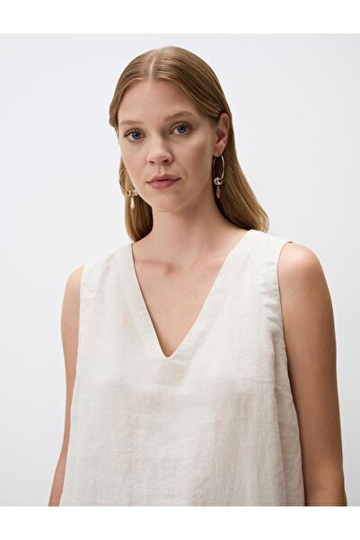 Jimmy Key Sleeveless V-Neck Basic Linen Dress