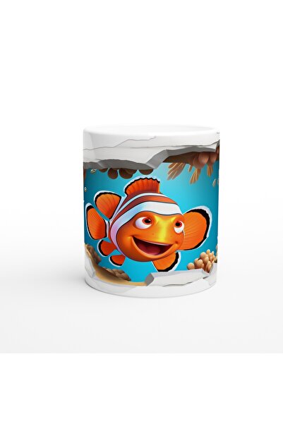 MESCHAIN كوب مطبوع عليه سمكة المهرج المبتسم خلف الجدار المكسور