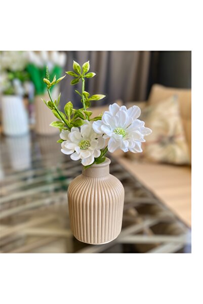 Biepoksi Bej Krem Kahve Vazo Tekli 1 Adet