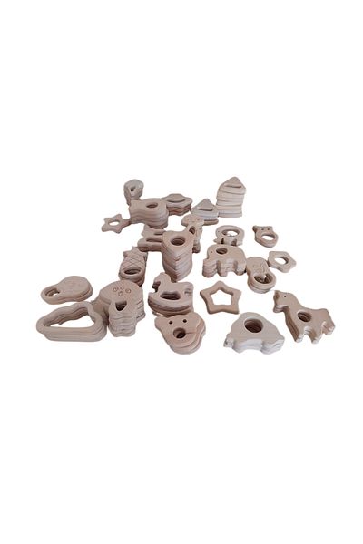Sihirlihalka Mixed Amigurumi Animal Figured Wooden Teether Ring (5 Pcs)