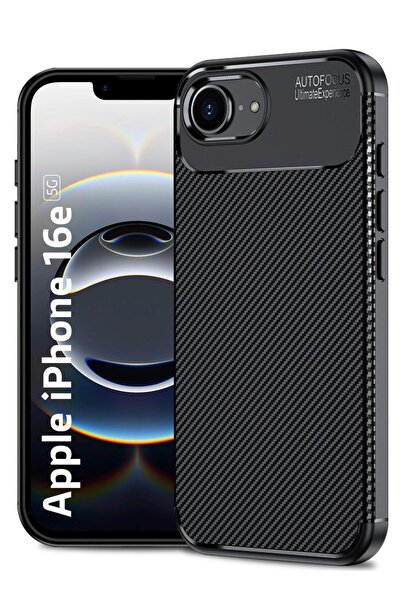 Rivor Apple iPhone 16e Uyumlu Kılıf Kamera Korumalı Darbe Emici Karbon Desenl...
