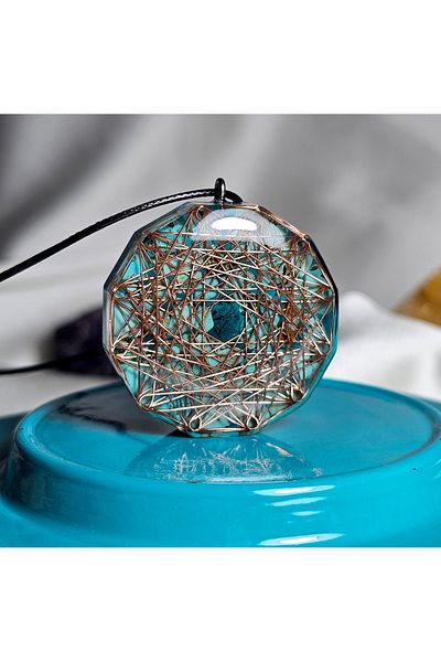 Singincraft Copper Mandala-Turquoise Orgonite Necklace - (Handmade Design Products)