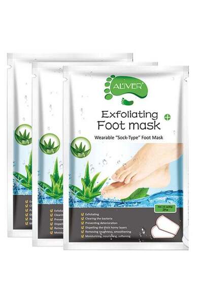 ALİVER قناع تقشير القدمين من 3 قطع باللون الأخضر