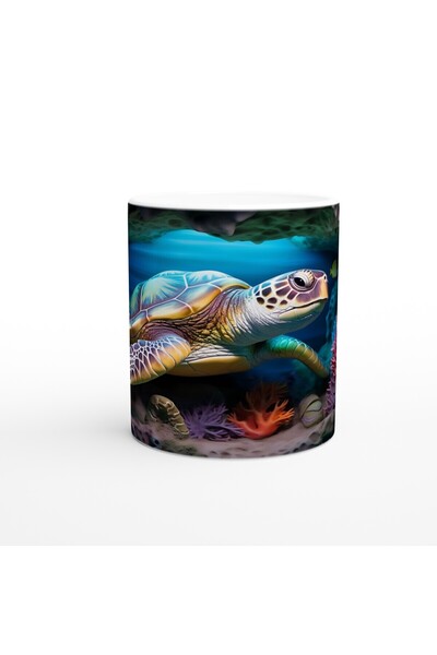 MESCHAIN Sea Turtle Mug Cup Amongst Colorful Corals and Light Rays