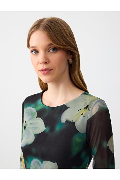 Jimmy Key Floral Print Sheer Maxi Dress