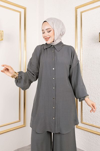 Tesettür Dünyası Strawberry Double Set Tsd250183 Smoked