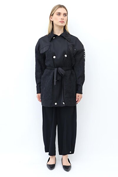 Levidor İşleme Detaylı Scuba Ceket - Siyah