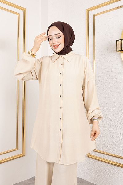 Tesettür Dünyası Strawberry Double Set Tsd250183 Stone Color