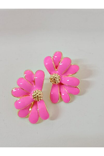 mos&more Pembe Yarım Çiçek Küçük Kadın Küpe