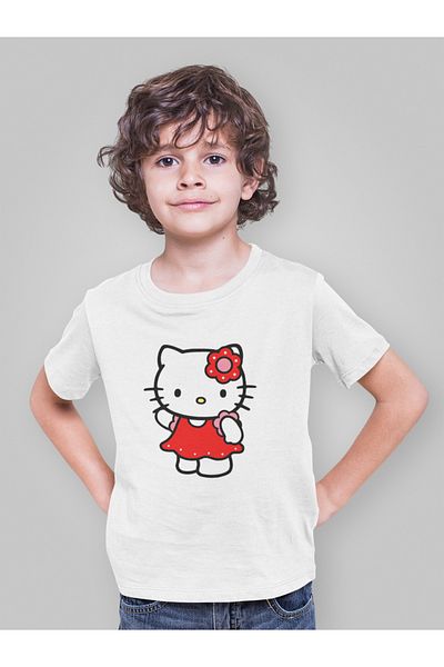 SEVBANO Tricou unisex pentru copii cu desene animate cu imprimeu Sweet Hello Kity (vârsta 1-12)