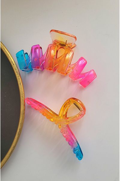 GÜLPEŞE 2 Pieces Colorful Peg Buckle Bun Buckle