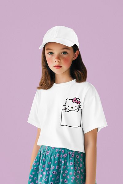 SEVBANO Tricou unisex pentru copii cu desene animate Hello Kity (vârsta 1-12)