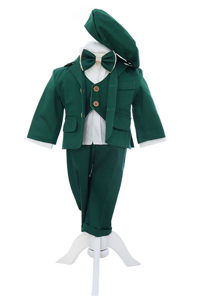 Recostore Green christening suit for boys, composed of 5 pieces, REC3107