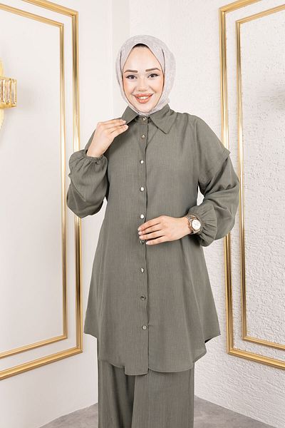 Tesettür Dünyası Strawberry Double Set Tsd250183 Khaki