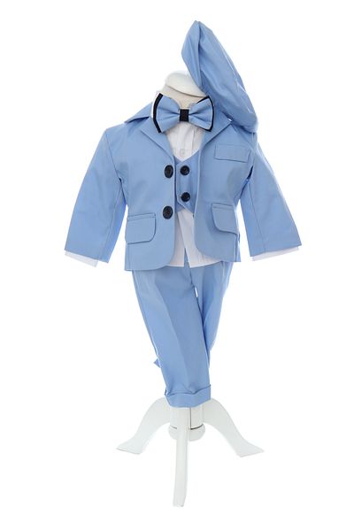 Recostore Costum bleu pentru botez, 5 piese, REC2601