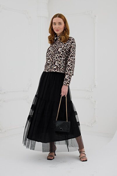 Moodbasic Gold Düğmeli Scuba Ceket - Leopar