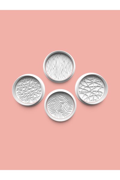 AKTASTORE مجموعة قوالب البسكويت ذات النمط الدائري وقوالب عجينة السكر مكونة من 4 قطع