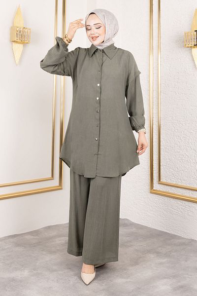 Tesettür Dünyası Strawberry Double Set Tsd250183 Khaki
