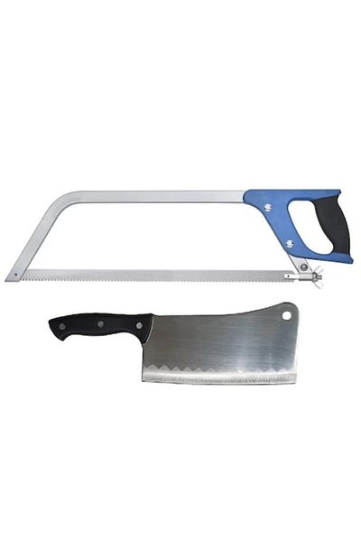 Globalport Retail Butcher set: 800 g stainless steel cleaver and bone saw with 450 mm blade