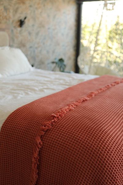 Tasarım Hb&Victory Muslin Waffle 4 Layer 100% Cotton Preium Cinnamon Double Bedspread 230X250 cm