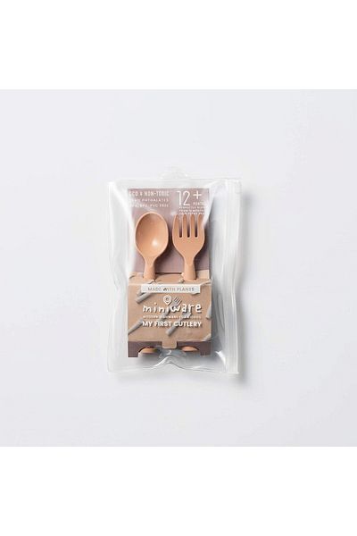 Miniware Miniware My First Cutlery Baby Cutlery Set, 100% Biodegradable, Toffee