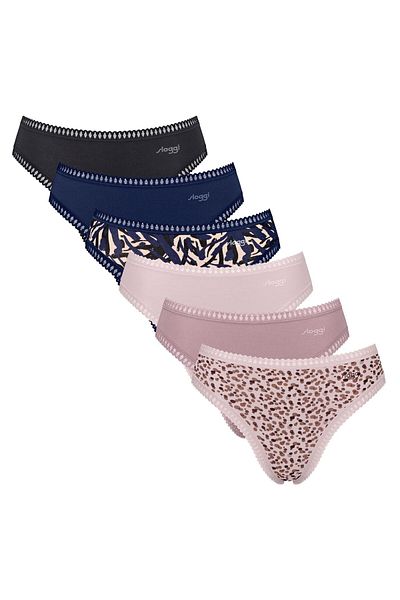 SLOGGI Damen Slips, 6er Pack - GO Crush High Leg C6P, Unterhose, Stretch-Baumwolle
