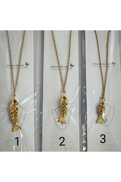 Acousticworld Gold Silver Steel Moving Fish Necklace