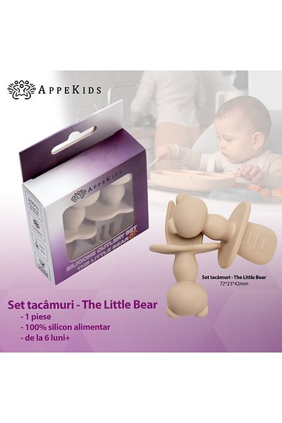 APPEKIDS Silicone Cutlery Set, AppeKids, The Little Bear, Bubble Beige