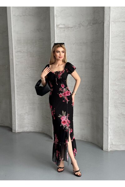 Modontik Kadın Balon Kol Tül Elbise