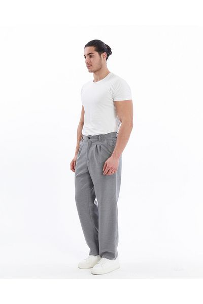 purple pi Men's Pleated Baggy Fit Fabric Pants