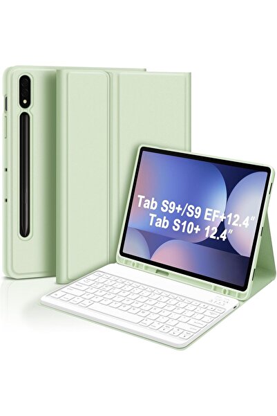 TEKNETSTORE Samsung Galaxy Tab S7 Fe Lte T730 T735 T737 Klavyeli Kılıf Bluetooth Bağlantı Kalem Bölmeli Koruyucu