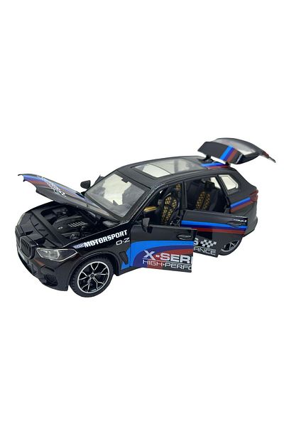 JPT BMW X5 metal model, opening doors, black trunk hood with sound, lights, spring, scale 1:24