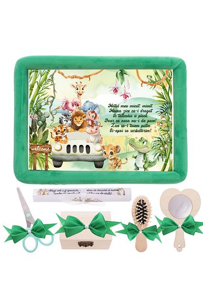 Recostore Tava mot baiat, aniversare 1 an, model jungla safari, verde, REC5011/23
