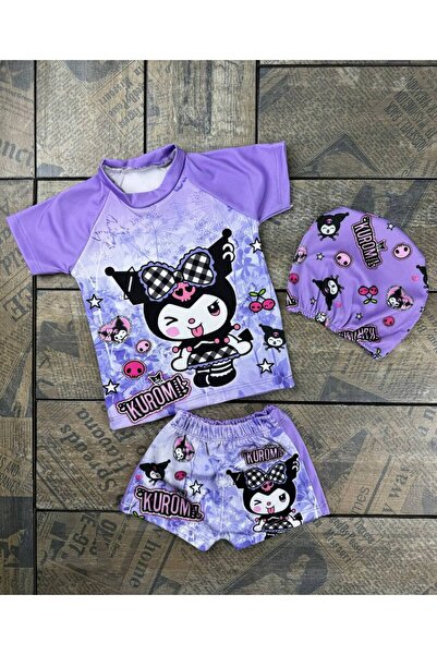 Starry Couture Kuromi Kız Çocuk UV Korumalı 3’lü Mayo Deniz Havuz Takımı - Şo...