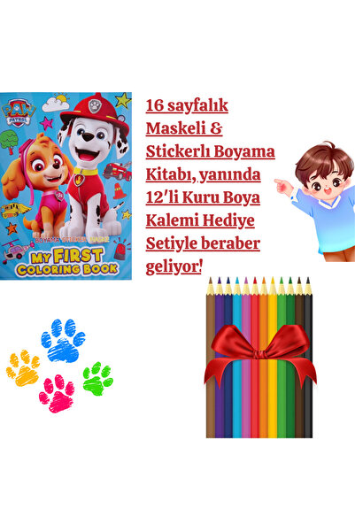 booddie Paw Petrol Boyama Kitabı Stickerlı (arka Kapak Kesilerek Maskeli ) 12...