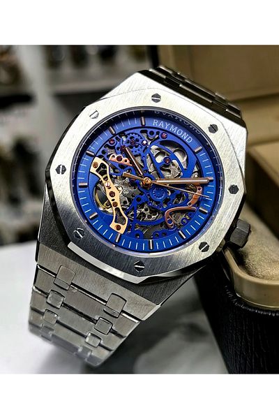 Raymond Skeleton Design Steel Men's Wrist Watch