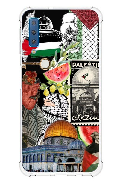 TechTree حافظة سيليكون شفافة متوافقة مع هاتف Samsung Galaxy A7 2018 Palestine...