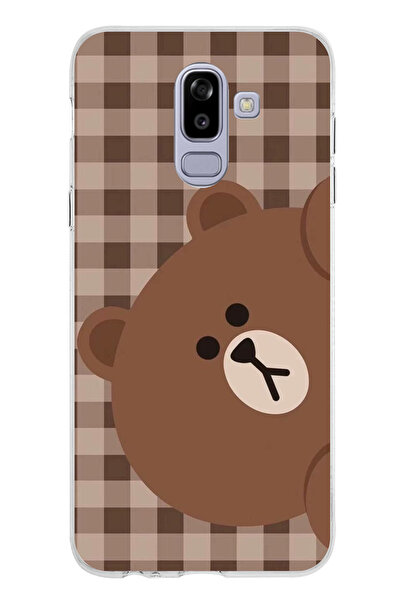 TechTree Samsung Galaxy J8 - A6 PLUS Uyumlu Kahverengi Ayı Yan Tasarımlı Şeff...