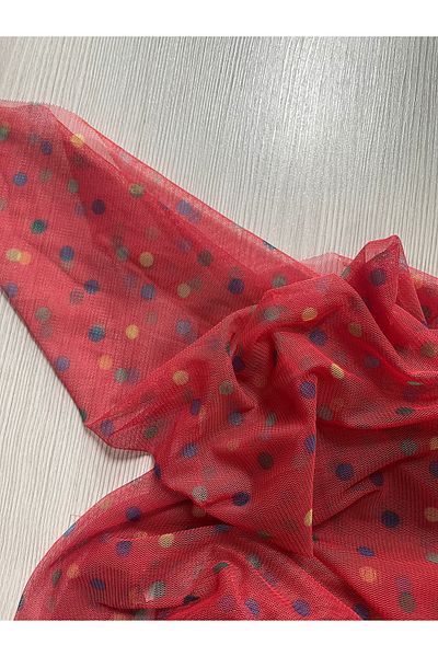 VENÜS MODA by Pınar Red Tulle Bandana Colorful Polka Dot Hairband Hair Accessory Combination Scarf