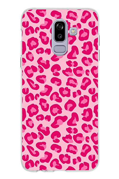 TechTree Samsung Galaxy J8 - A6 PLUS Uyumlu Pembe Leopar Tasarımlı Şeffaf Sil...