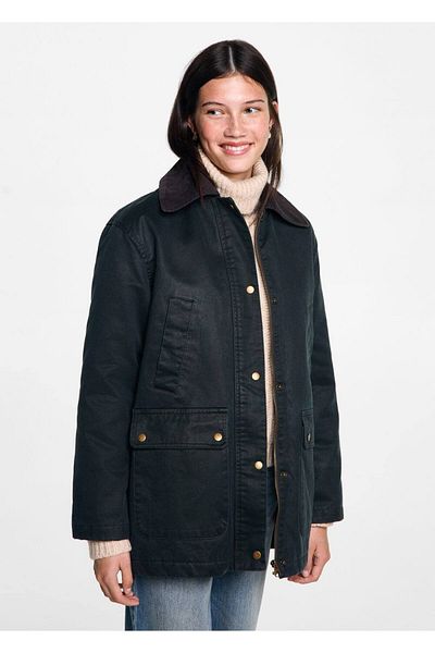 Mango Teen Parka lungă cu aspect ceară
